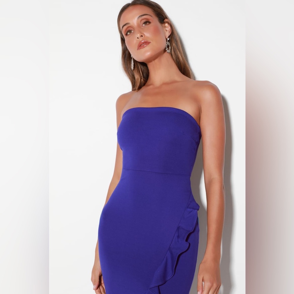 Lulus Cobalt Blue Strapless Bodycon Dress (S) - NWT - Picture 5 of 12